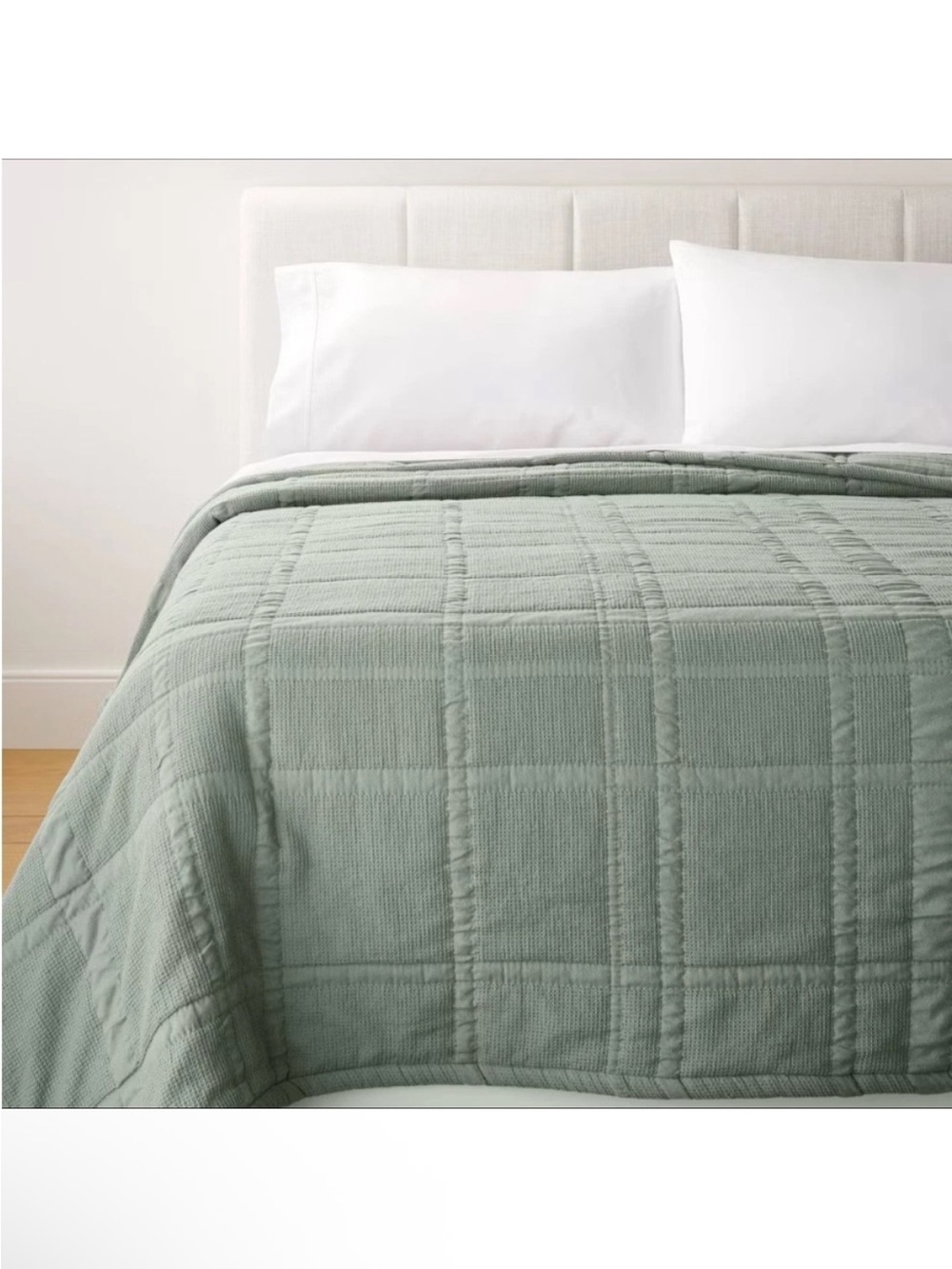 NWT Full/Queen Waffle Matelasse Quilt Light Teal Green - Studio McGee